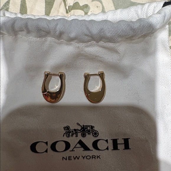 Coach Gold-Tone Logo Earrings - Picture 7 of 7